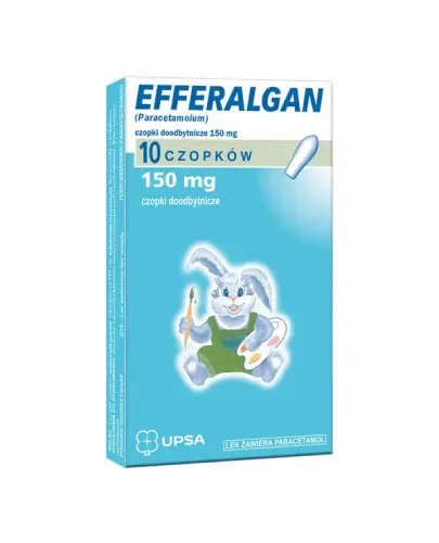 Efferalgan, 150 mg, czopki doodbytnicze, 10 sztuk - Z paracetamolem o działaniu przeciwbólowym i przeciwgorączkowym