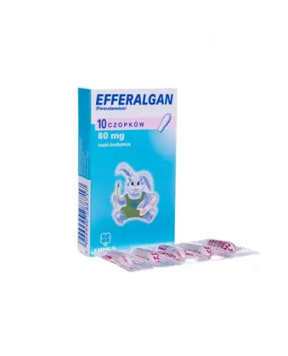 Efferalgan, 80mg, czopki doodbytnicze, 10 sztuk - Z paracetamolem o działaniu przeciwbólowym i przeciwgorączkowym