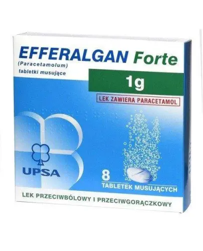 Efferalgan Forte, 1 g, 8 tabletek musujących - O działaniu o działaniu przeciwbólowym i przeciwgorączkowym