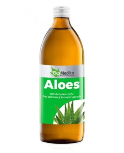 EkaMedica Aloes, sok 500 ml - Suplement diety w formie płynnej z soku 100% z liści aloesu