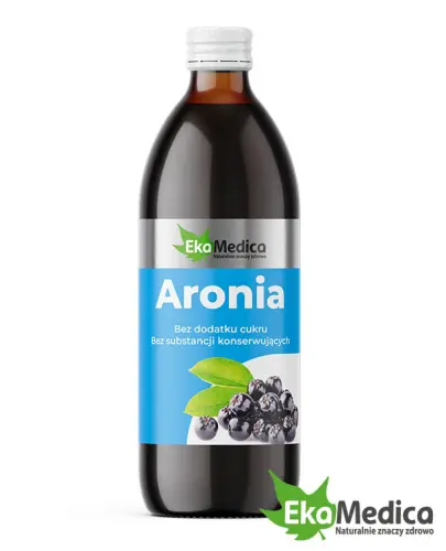 EkaMedica Aronia, sok, 500 ml - Z naturalną witaminą C z owoców aceroli, zawiera tylko naturalnie występujące cukry