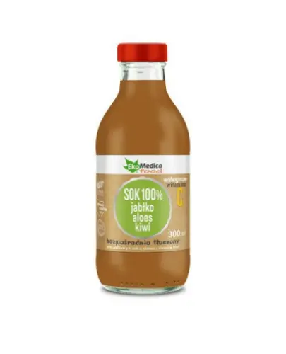 EkaMedica Jabłko, Aloes, Kiwi, sok 300 ml - Wzbogacony witaminą C, pasteryzowany