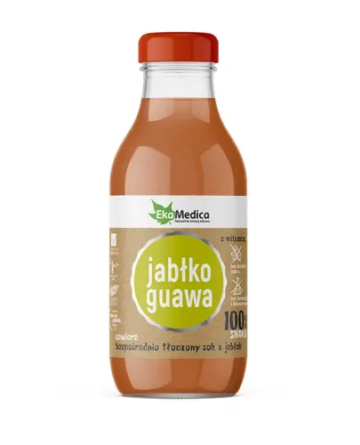 EkaMedica Jabłko, Guawa, sok 300 ml - Wzbogacony witaminą C, pasteryzowany