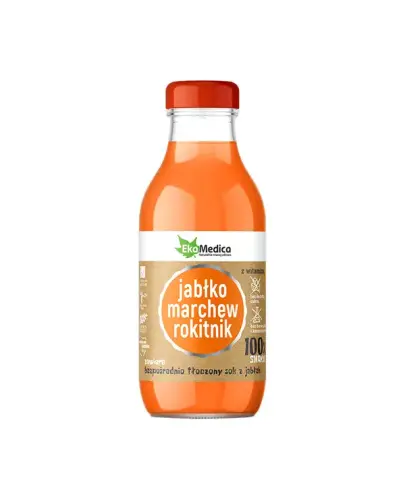 EkaMedica Jabłko, Marchew, Rokitnik, sok 300 ml - Wzbogacony witaminą C, pasteryzowany