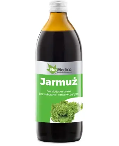 EkaMedica Jarmuż, sok 500ml - Suplement diety w formie płynnej z naturalną witaminą C z owoców camu-camu