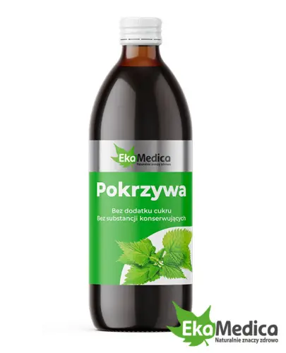 EkaMedica Pokrzywa, sok, 1000 ml - Suplement diety w formie płynnej z ekstraktu z liści pokrzywy, bez dodatku cukru