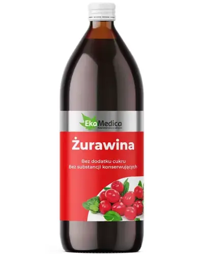 EkaMedica Żurawina, sok, 500 ml - Z naturalną witaminą C z owoców camu camu., zawiera tylko naturalnie cukry