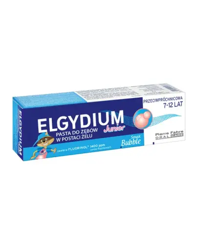 Elgydium Junior Bubble Fluorinol Protect+ pasta do zębów w żelu, 50 ml - Dla dzieci od 7 do 12 lat