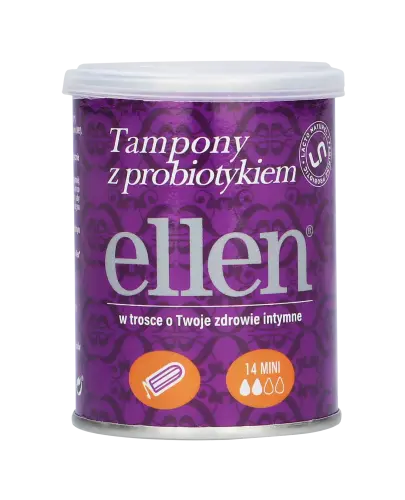 Ellen Tampony probiotyczne Mini, 14 sztuk - Utrzymują niskie pH, chronią środowisko pochwy