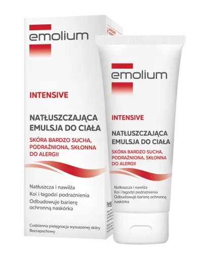 Emolium Intensive Natłuszczająca emulsja do ciała, 200 ml - Wiąże wodę w naskórku, nawilżając ją i uzupełniając niedobory lipidów w skórze