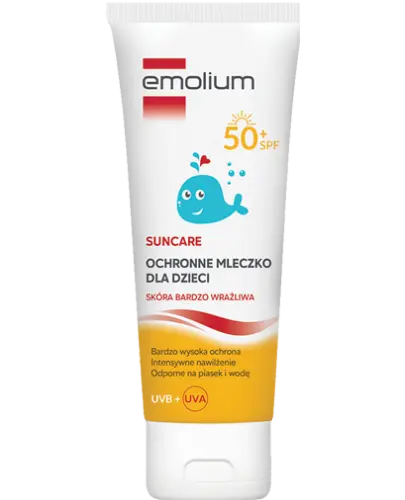 Emolium Suncare Ochronne mleczko dla dzieci SPF 50+, 125 ml - Odpowiedni dla skóry wrażliwej od 1. roku życia