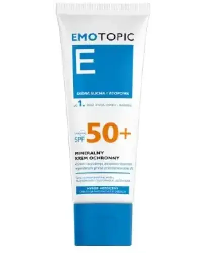 Emotopic MED+ SPF 50+, mineralny krem ochronny, 75 ml - Dla dzieci od 1. roku życia i dorosłych do skóry suchej i atopowej