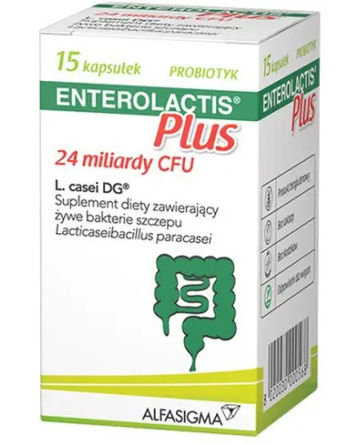 Enterolactis Plus, 15 kapsułek - Z żywymi kulturami bakterii kwasu mlekowego