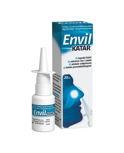 Envil Katar, (1,5 mg + 2,5 mg)/ml, aerozol do nosa, 20 ml - Roztwór o działaniu przeciwhistaminowym i przeciwalergicznym