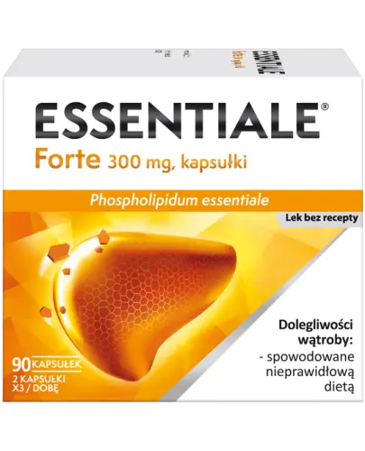 Essentiale Forte, 300 mg, 90 kapsułek - Roślinny lek stosowanym w chorobach wątroby