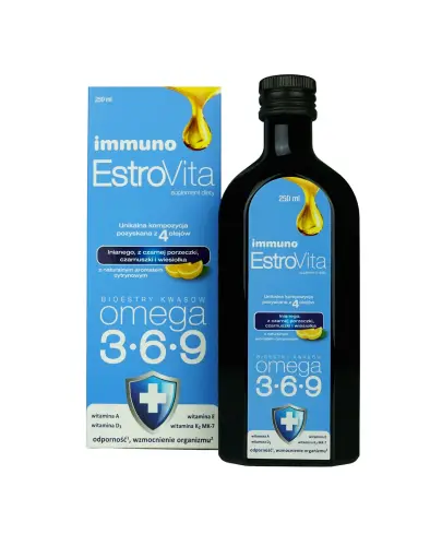 EstroVita Immuno, 250 ml - Kompozycja zdrowych kwasów tłuszczowych, witamin i olejku z rozmarynu