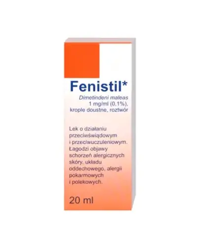 Fenistil krople doustne, 20 ml INPHARM - Stosuje się do leczenia objawów chorób alergicznych