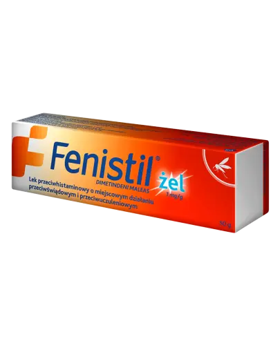 Fenistil 1 mg/g żel, 50 g - Zawiera substancję czynną dimetyndenu maleinian, który hamuje działanie histaminy