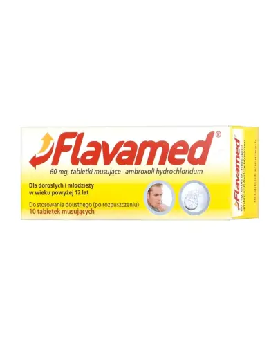 Flavamed 60 mg, 10 tabletek musujących - Ambroxoli hydrochloridum 60 mg, tabletki musujące