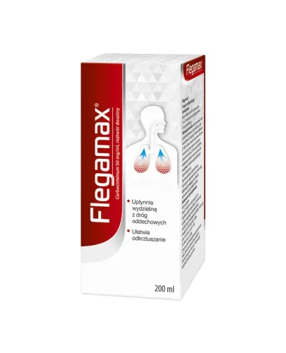 Flegamax 50 mg/ml, 200 ml - Upłynnia wydzielinę z dróg oddechowych