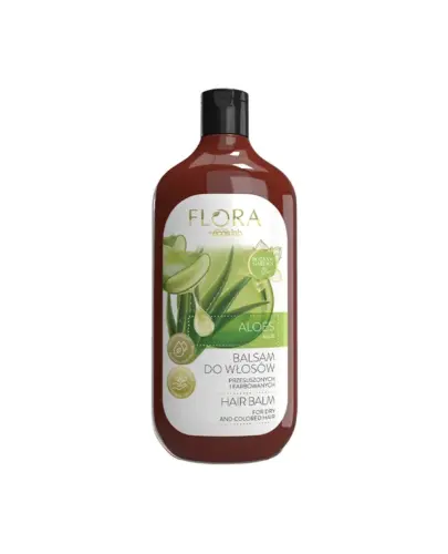 Flora Aloes balsam do włosów przesuszonych i farbowanych, 500 ml - Nawilża, wygładza i wydłuża trwałość koloru