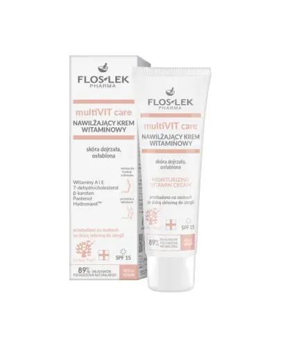 Floslek multiVIT care Nawilżający krem witaminowy SPF 15, 50 ml - Przywraca witalność oraz wspiera naturalne funkcje ochronne naskórka