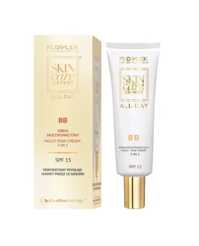 Flos-Lek Skin Care Expert All-Day BB krem multifunkcyjny 5w1 SPF 15, 50 ml - Zamaskowanie przebarwień i niedoskonałości