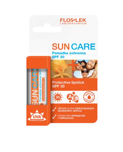 Flos Lek Sun Care Pomadka ochronna SPF 30, 1 sztuka - Przeciwsłoneczny sztyft ochronny do ust