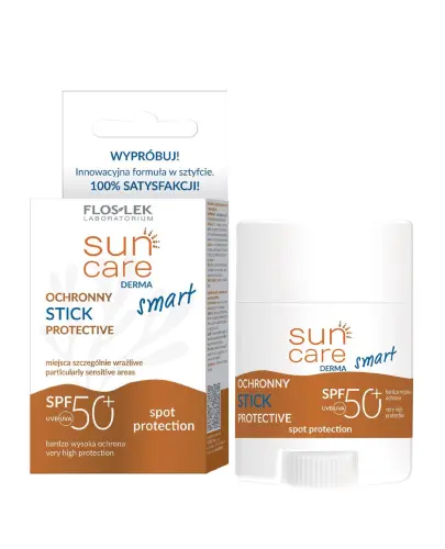 Flos-Lek Sun Care Derma Smart Ochronny stick SPF 50+, 20 g - Chroni skórę przed poparzeniami słonecznymi, działa kojąco, odżywia i regeneruje skórę