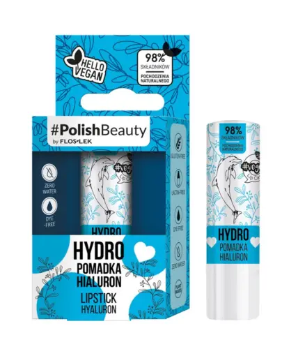 Flos-Lek Vege Lip Care Hydro Pomadka do ust Hialuron, 1 sztuka - Pomadka do ust z kwasem hialuronowym do pielęgnacji przesuszonych warg ust