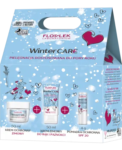 Flos Lek Winter Care, krem ochronny zimowy 50 ml, krem zimowy do rąk, 50 ml i pomadka ochronna SPF 20, 1 sztuka - Zimowy zestaw pielęgnacyjny