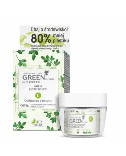 Floslek Green For Skin Zielone warzywa Krem z groszkiem na noc, 50 ml - Ujędrnia, wygładza, regeneruje i dodaje skórze witalności 