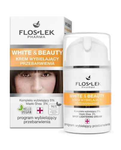 Floslek WHITE & BEAUTY® Krem wybielający przebarwienia, 50 ml - Pomaga zredukować ilość oraz intensywność plam i przebarwień