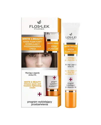 Floslek WHITE & BEAUTY® Krem punktowy wybielający przebarwienia i piegi, 20 ml - Wyrównuje koloryt skóry skłonnej do nierównomiernej pigmentacji