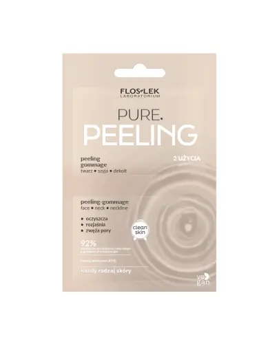 Flos Lek PURE Peeling-gommage, 2 x 4 ml - Peeling do twarzy, szyi i dekoltu, do każdego typu cery