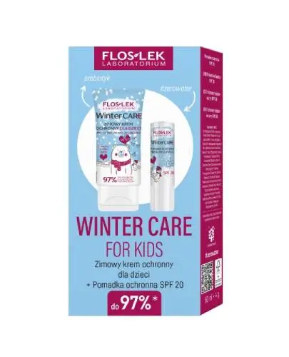 Floslek Winter Care For Kids Zestaw Zimowy krem ochronny, 40 ml + Pomadka ochronna SPF 20, 10 g - Kosmetyki na wiatr i mróz