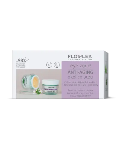 Flos Lek Eye Zone  Anti-Aging Okolice oczu, 10 g + 15 ml - Zestaw składając się z żelu do powiek i pod oczy i przeciwzmarszczkowego kremu pod oczy