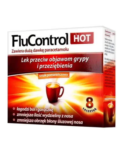 FluControl Hot, 8 saszetek - Proszek do sporządzania roztworu doustnego