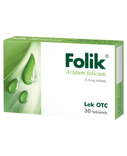 Folik tabletki, 30 sztuk - Acidum folicum 0,4 mg