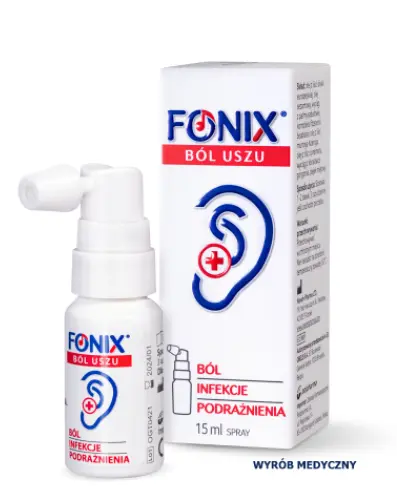 Fonix Ból Uszu, spray 15 ml - Z mieszanką olejków roślinnych, które zapobiegają i łagodzą typowe problemy z uszami