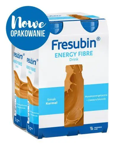 Fresubin Energy Fibre Drink o smaku karmelowym, 4 x 200 ml - Do postępowania dietetycznego w stanie niedożywienia lub zagrożenia niedożywieniem