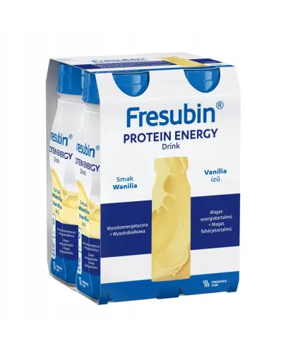 Fresubin Protein Energy Drink płyn o smaku waniliowym, 4 x 200 ml - Kompletna dieta wysokoenergetyczna (1,5 kcal/ml) bogata w białko