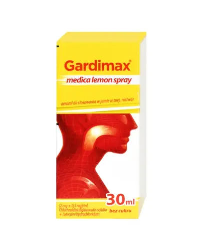 Gardimax medica lemon spray, 30 ml - Aerozol na stany zapalne jamy ustnej i gardła