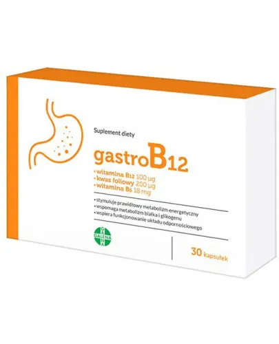 GastroB12, 30 kapsułek - Suplement diety z witaminą B12, witaminą B6 i kwasem foliowym