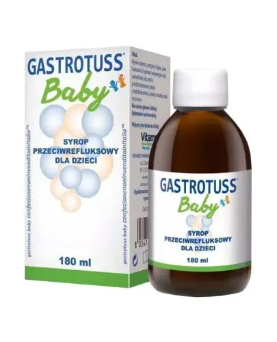 Gastrotuss Baby, syrop przeciwrefluksowy, 180 ml - Syrop dla niemowląt i dzieci usuwający objawy refluksu żołądkowo-przełykowego i krtaniowo-gardłowego