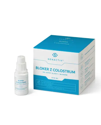 Genactiv Bloker z Colostrum do skóry głowy i włosów, 9 x 10 ml - Ochrona, regeneracja i zdrowa skóra głowy w jednym produkcie