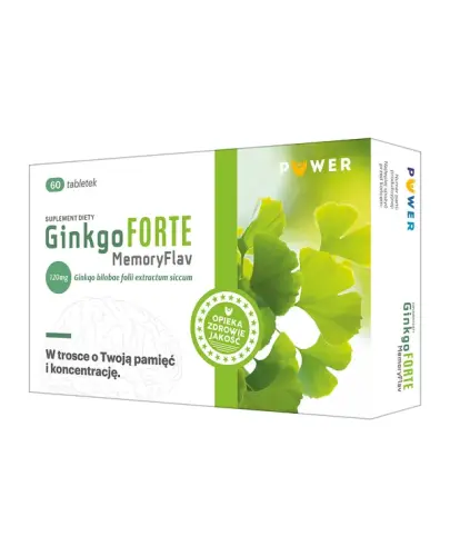 Ginkgo Forte MemoryFlav, 60 tabletek - Suplement diety z miłorzębem japońskim