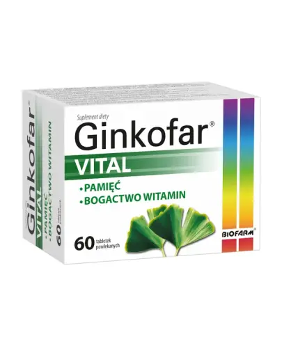 Ginkofar Vital, 60 tabletek powlekanych - Z kompleksem witamin i minerałów oraz ginkgo biloba