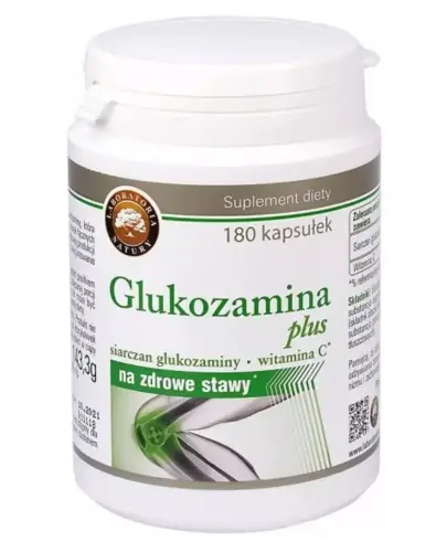 Glukozamina plus, 180 kapsułek - Suplement diety uzupełniający niedobory glukozaminy i witaminy C