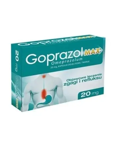 Goprazol Max 20 mg, 14  kapsułek dojelitowych - Lek na objawy refluksu żołądkowo - przełykowego